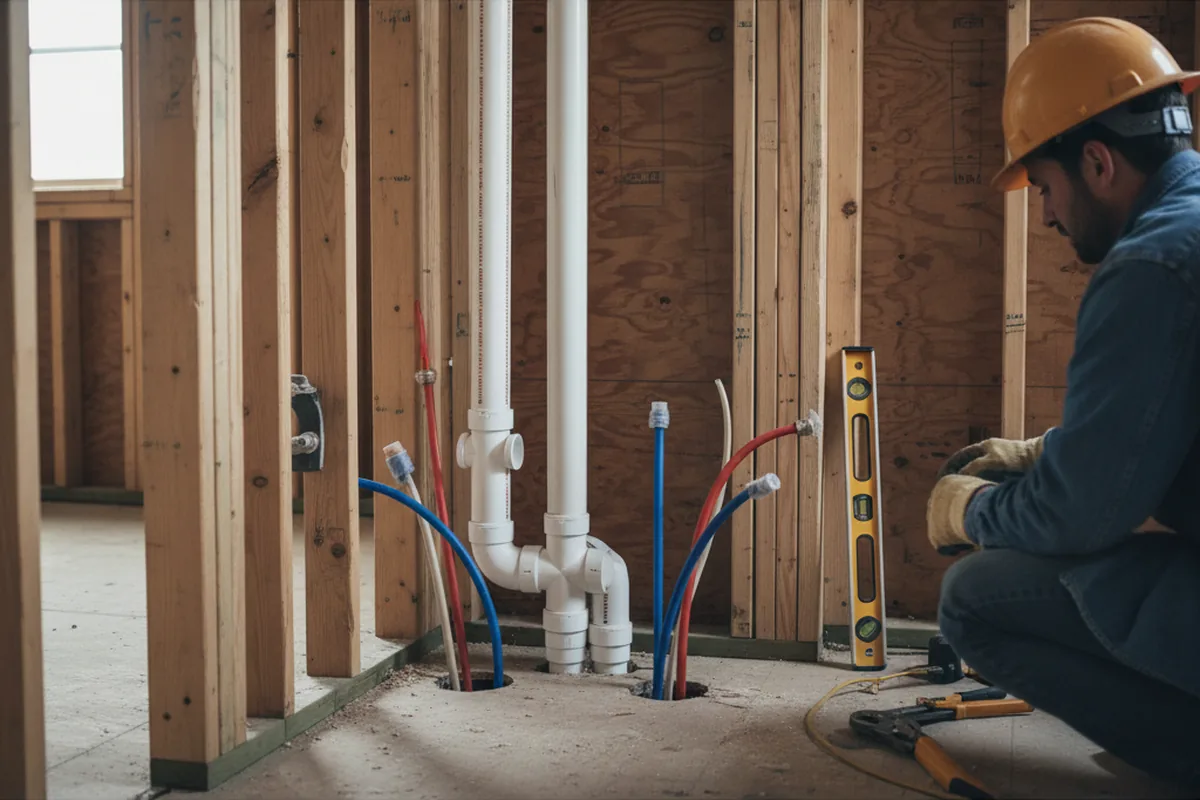 Drain and supply rough-in during Leak Detection in Hoosick Falls
